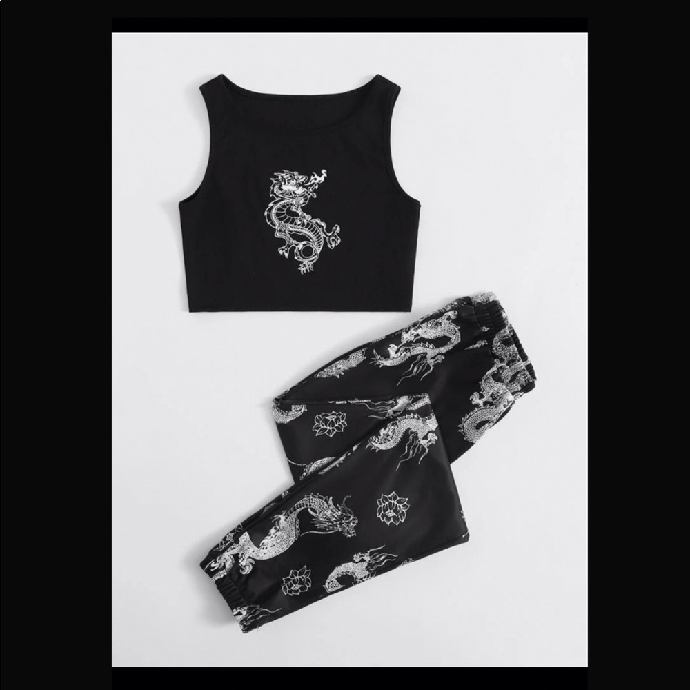 Chinese Dragon Graphic Tank & Pants
